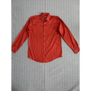 Kenneth Cole Reaction Dress Shirt Mens 16 Orange Striped Formal Oxford Business